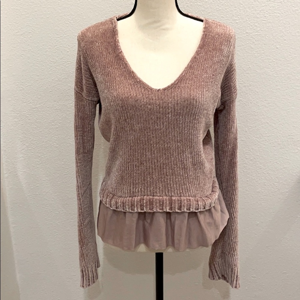 American Eagle V-Neck Chenille Layered Sweater